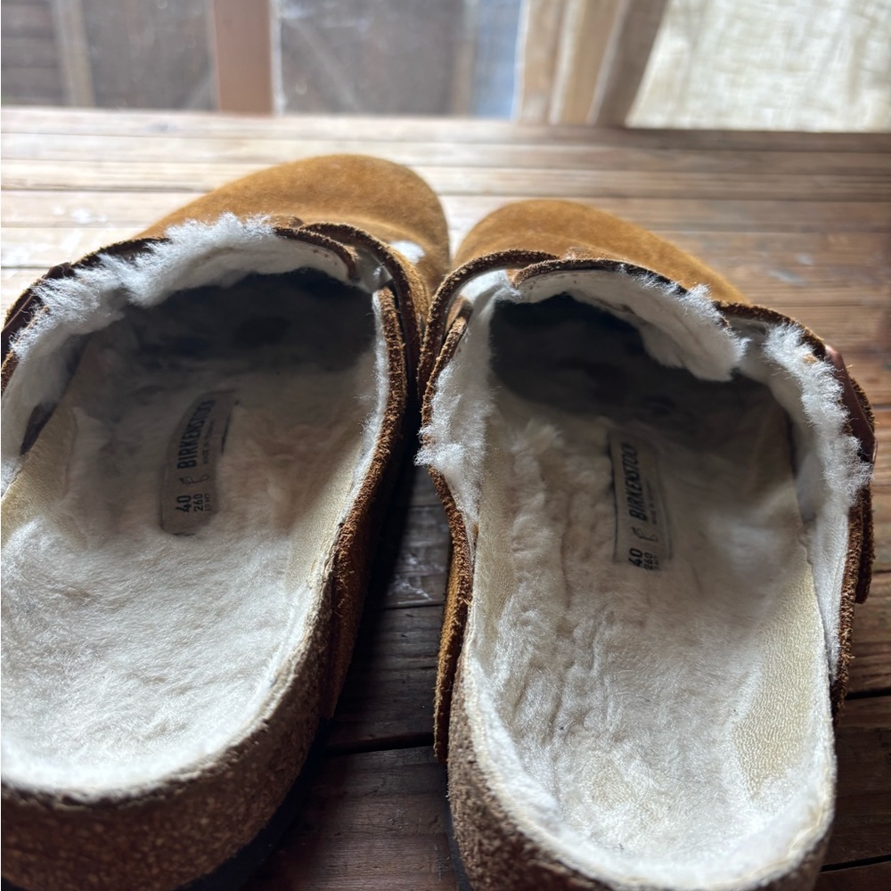 BIRKENSTOCK Shearling Boston Clogs in Mink Suede - Picture 8 of 12